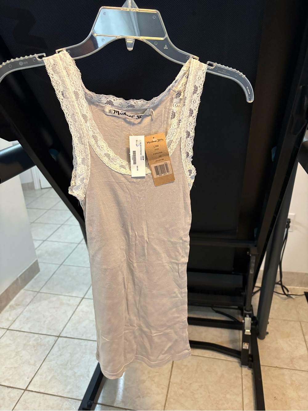 Michael Stars Lace-Trim Camisole in Light Grey